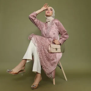 Manama Rania Rosegold Lace Brokat Tunik